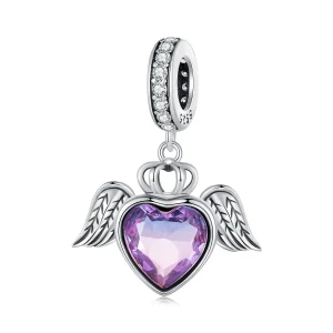 (bilde for) Pandora-stil hjerteformede vinger dingler - SCC2587