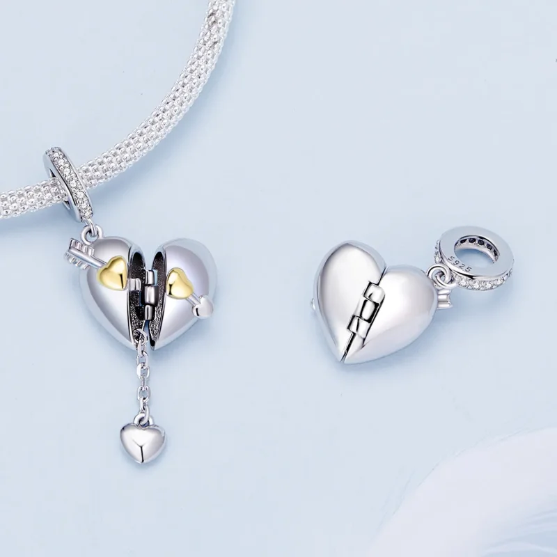 (bilde for) Pandora-stil hjerteformet åpningsbar dingle - BSC804 - Vis 6