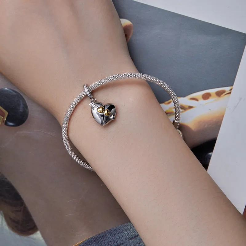 (bilde for) Pandora-stil hjerteformet åpningsbar dingle - BSC804 - Vis 7