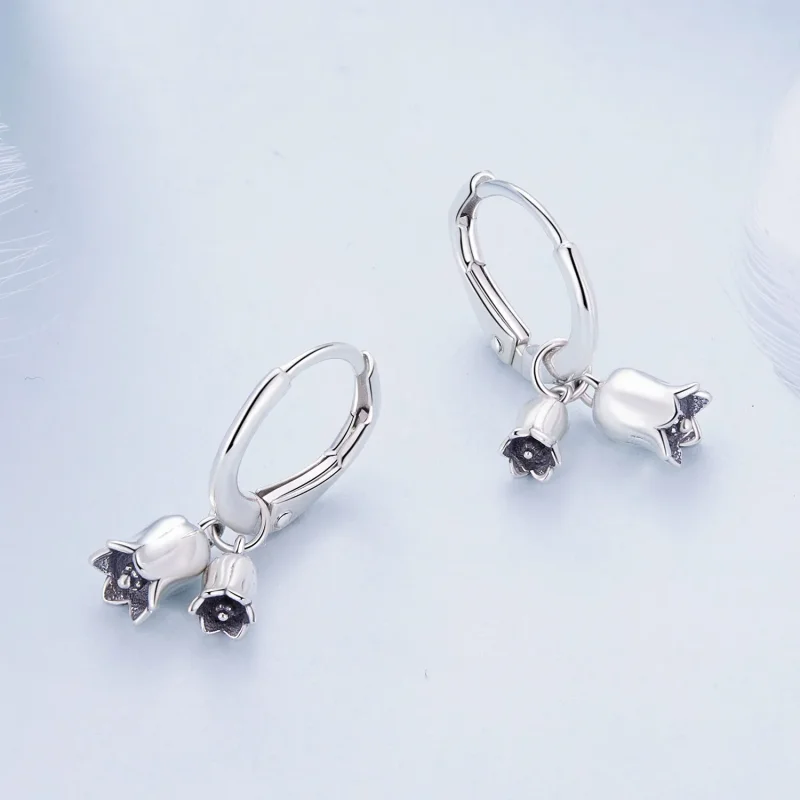 (bilde for) Pandora-stil Lily of The Valley Hoop øredobber - BSE909 - Vis 3