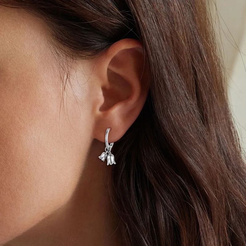 (bilde for) Pandora-stil Lily of The Valley Hoop øredobber - BSE909 - Vis 5