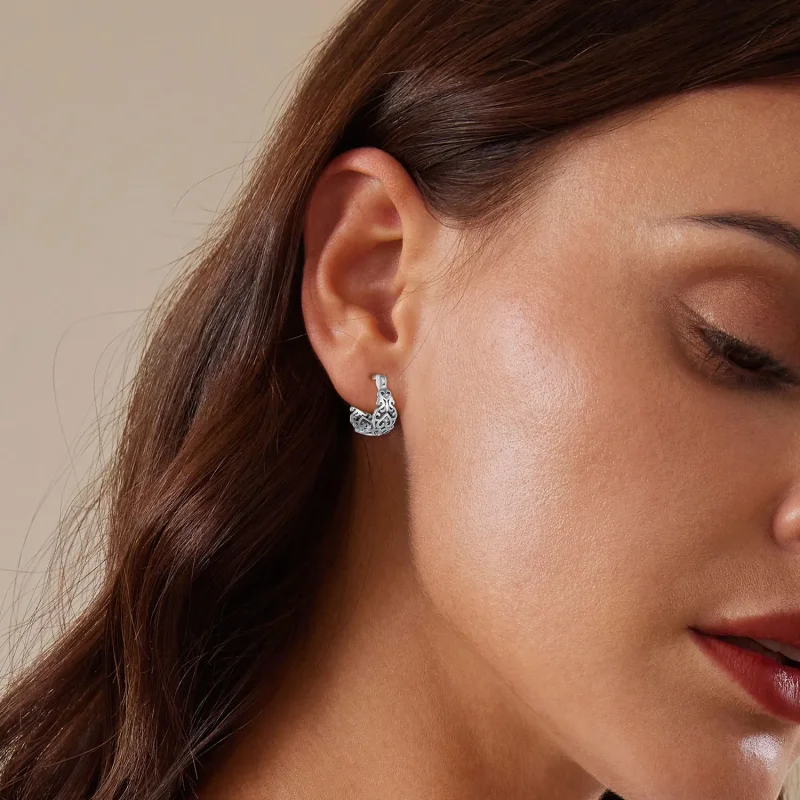 (bilde for) Pandora-stil retro mønster bøyle øredobber - SCE1650 - Vis 6