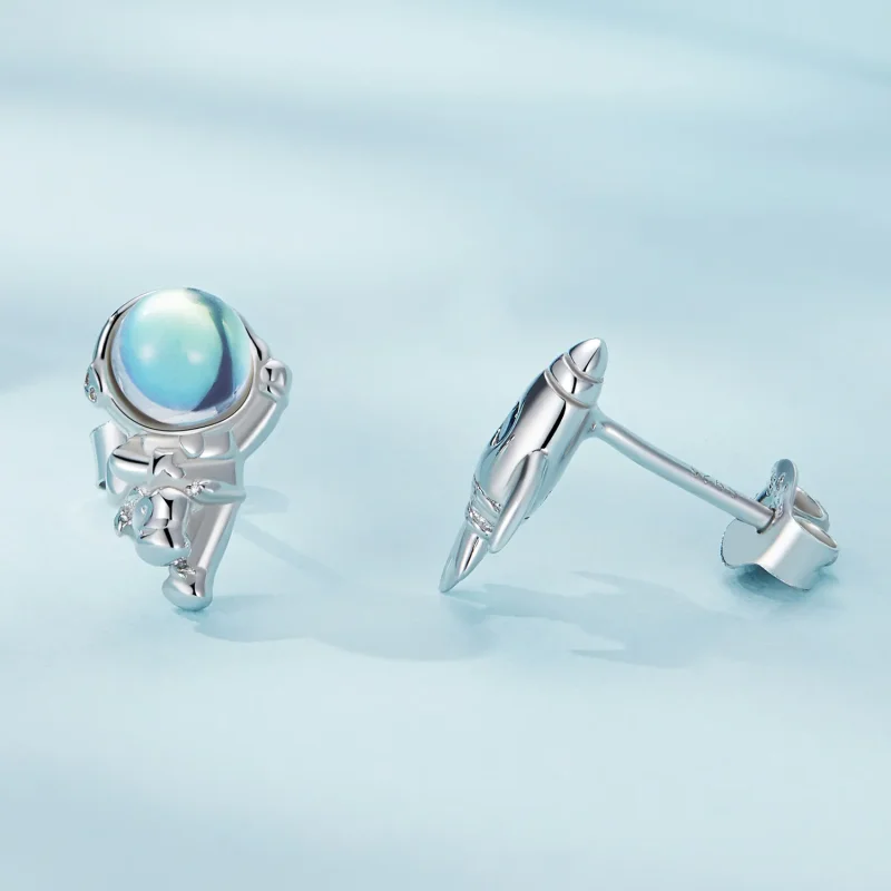 (bilde for) Pandora-stil romskip asymmetriske øredobber - SCE1578 - Vis 3