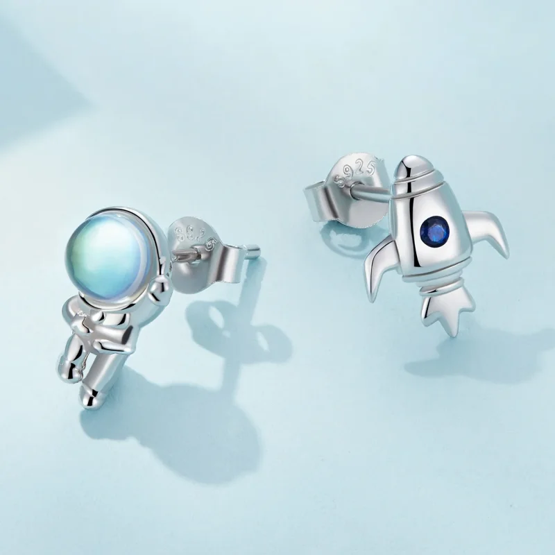 (bilde for) Pandora-stil romskip asymmetriske øredobber - SCE1578 - Vis 4
