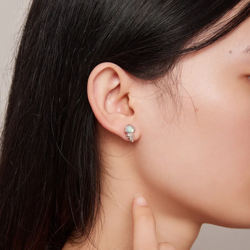 (bilde for) Pandora-stil romskip asymmetriske øredobber - SCE1578 - Vis 5
