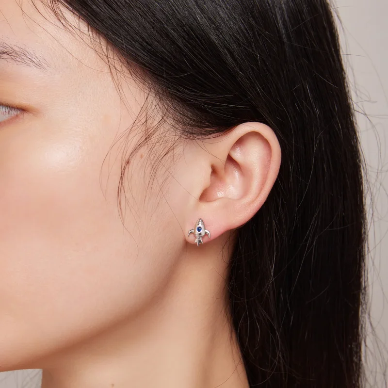 (bilde for) Pandora-stil romskip asymmetriske øredobber - SCE1578 - Vis 6