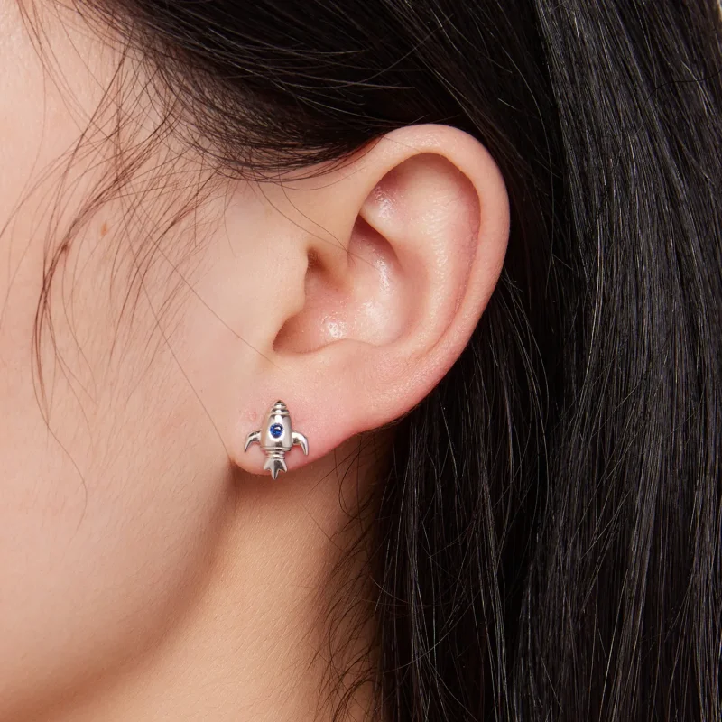 (bilde for) Pandora-stil romskip asymmetriske øredobber - SCE1578 - Vis 7