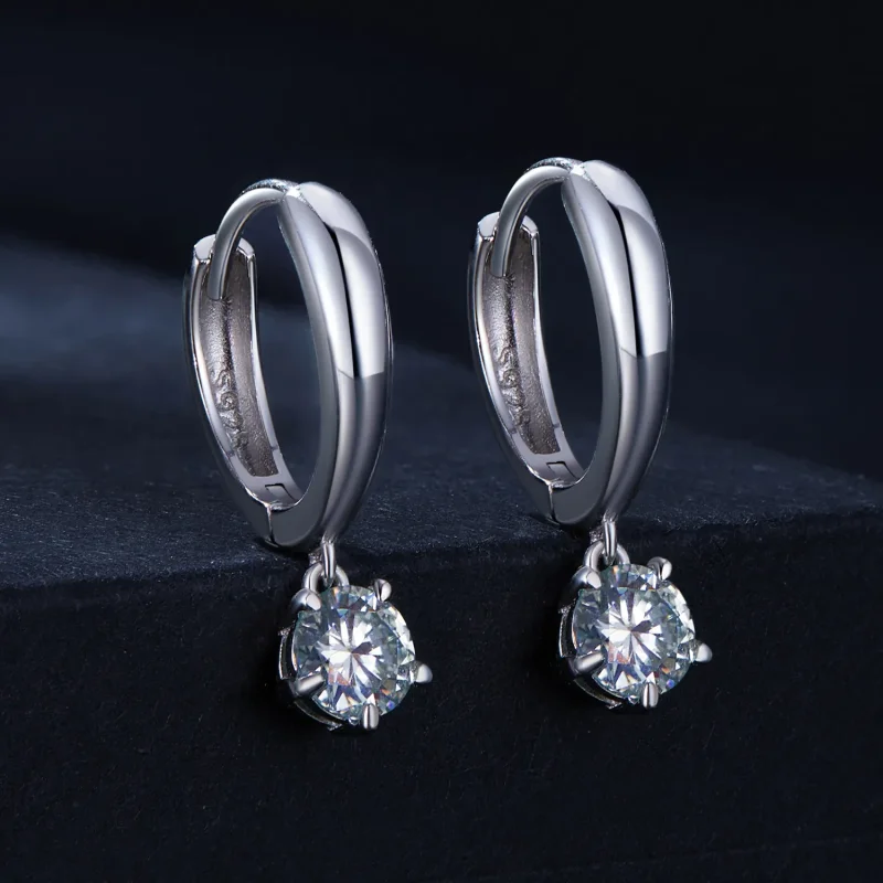 (bilde for) Pandora Style 0.5Ct Moissanite Hoop øredobber (to sertifikater) - MSE040 - Vis 2