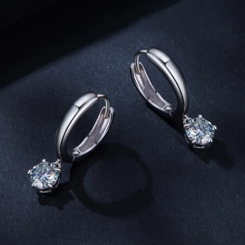 (bilde for) Pandora Style 0.5Ct Moissanite Hoop øredobber (to sertifikater) - MSE040 - Vis 3