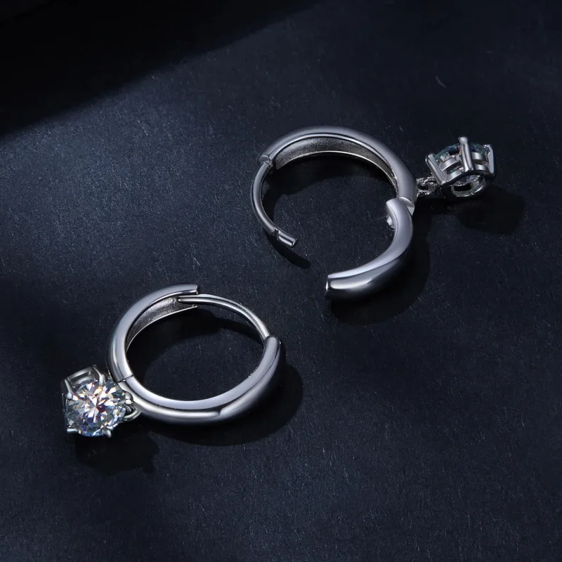 (bilde for) Pandora Style 0.5Ct Moissanite Hoop øredobber (to sertifikater) - MSE040 - Vis 4