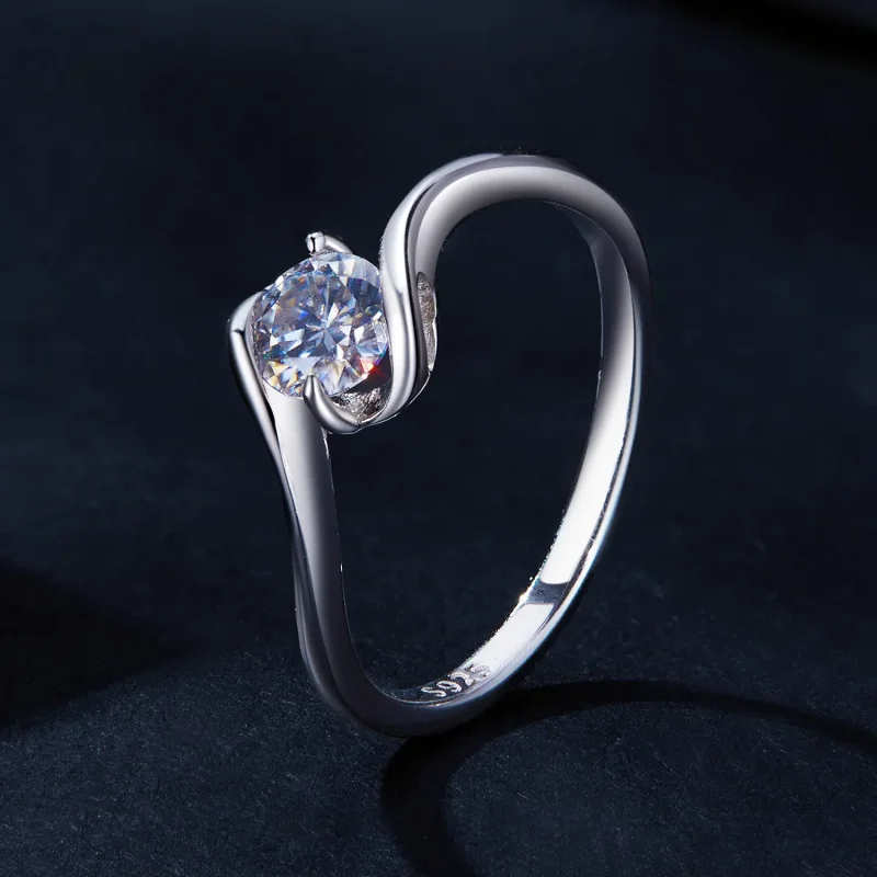(bilde for) Pandora Style 0.5Ct Moissanite Ring (ett sertifikat) - MSR040 - Vis 2