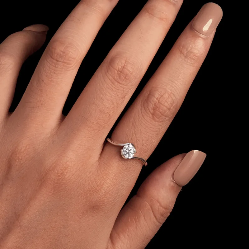 (bilde for) Pandora Style 0.5Ct Moissanite Ring (ett sertifikat) - MSR040 - Vis 5
