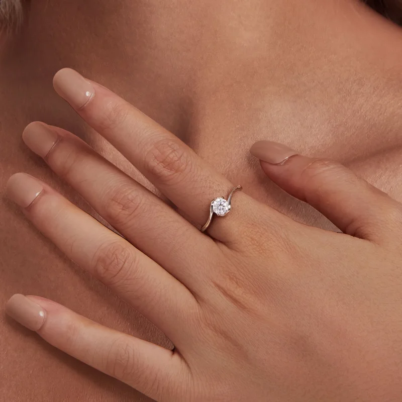 (bilde for) Pandora Style 0.5Ct Moissanite Ring (ett sertifikat) - MSR040 - Vis 6