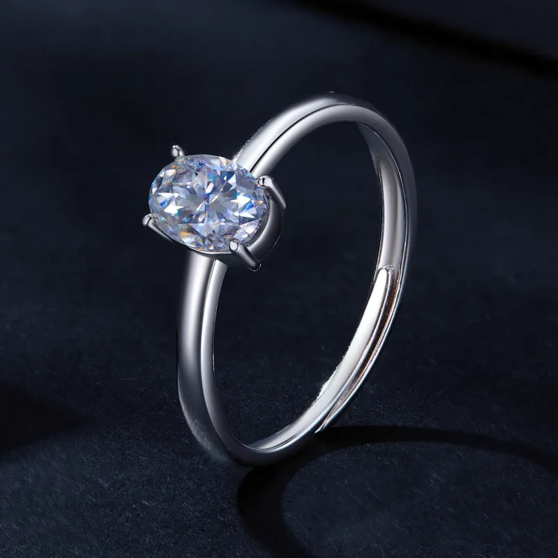 (bilde for) Pandora Style 1 karat eggformet moissanite ring (ett sertifikat) - MSR039 - Vis 2