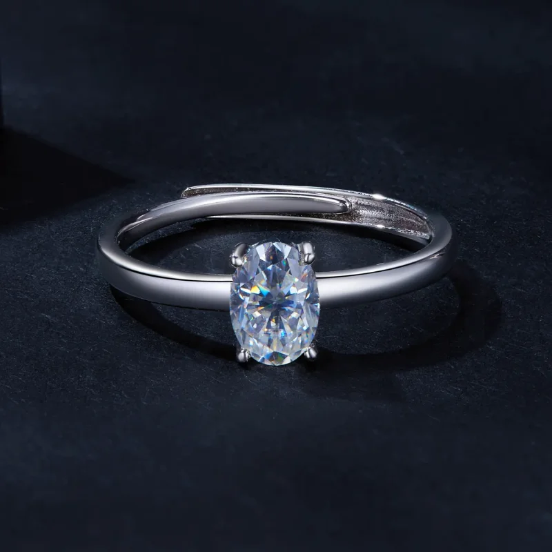 (bilde for) Pandora Style 1 karat eggformet moissanite ring (ett sertifikat) - MSR039 - Vis 3
