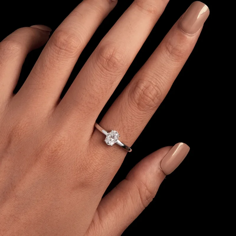 (bilde for) Pandora Style 1 karat eggformet moissanite ring (ett sertifikat) - MSR039 - Vis 4