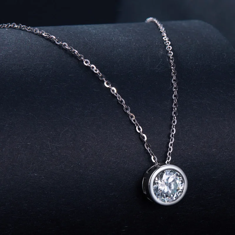 (bilde for) Pandora Style 1 karat moissanite halskjede (ett sertifikat) - MSN021 - Vis 2