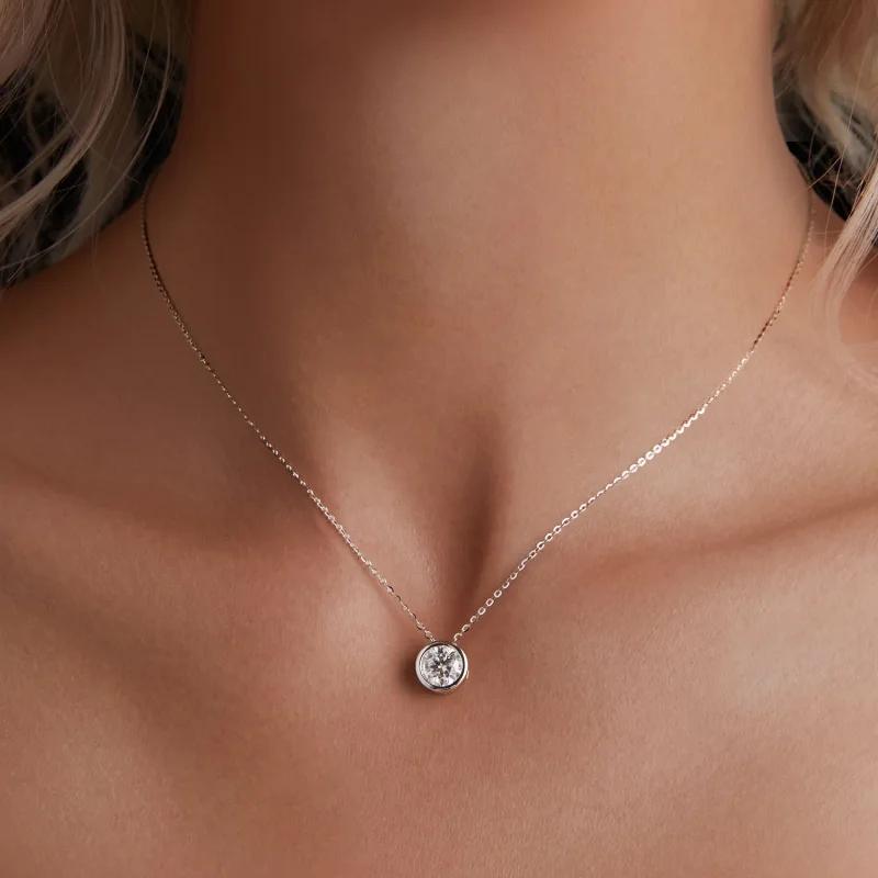 (bilde for) Pandora Style 1 karat moissanite halskjede (ett sertifikat) - MSN021 - Vis 5