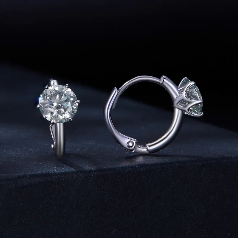 (bilde for) Pandora Style 1K Moissanite Hoop øredobber (ett sertifikat) - MSE037 - Vis 2