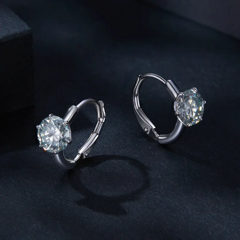 (bilde for) Pandora Style 1K Moissanite Hoop øredobber (ett sertifikat) - MSE037 - Vis 3