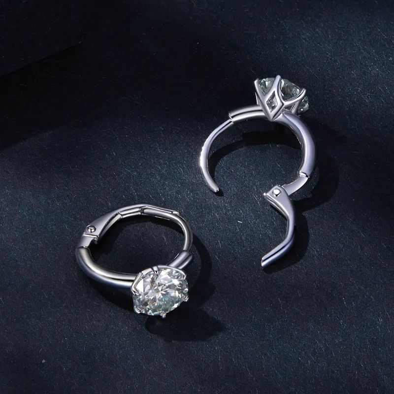 (bilde for) Pandora Style 1K Moissanite Hoop øredobber (ett sertifikat) - MSE037 - Vis 4