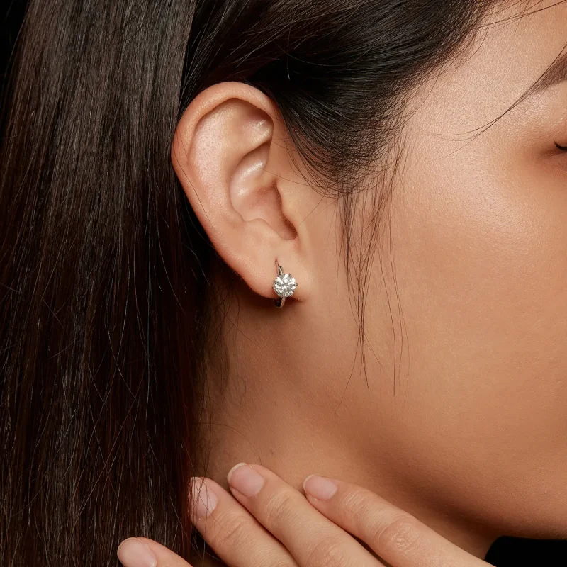 (bilde for) Pandora Style 1K Moissanite Hoop øredobber (ett sertifikat) - MSE037 - Vis 7