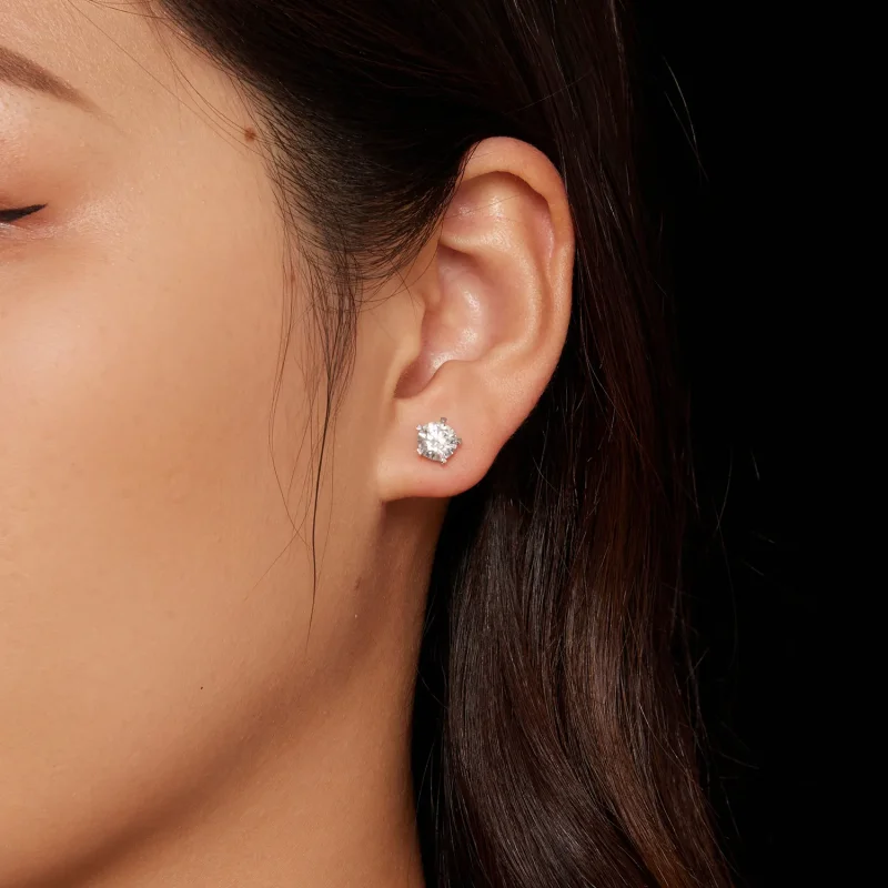 (bilde for) Pandora Style 1K Moissanite øredobber - MSE024-L - Vis 2