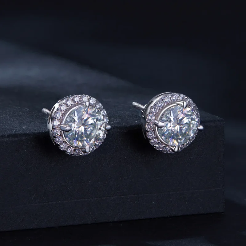 (bilde for) Pandora Style 1K Moissanite øredobber (to sertifikater) - MSE039 - Vis 2
