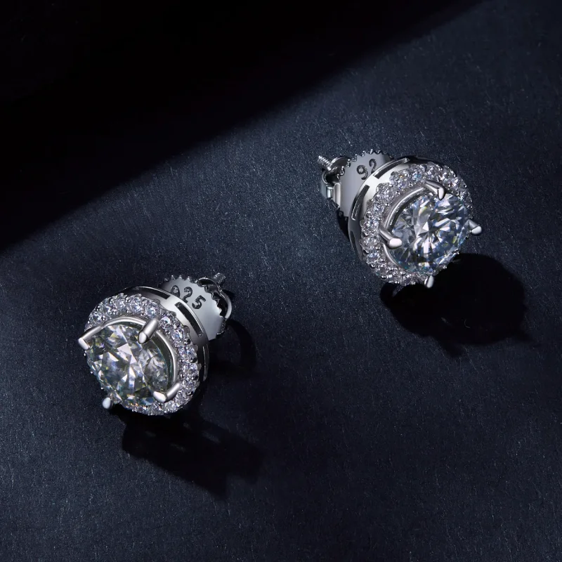 (bilde for) Pandora Style 1K Moissanite øredobber (to sertifikater) - MSE039 - Vis 3