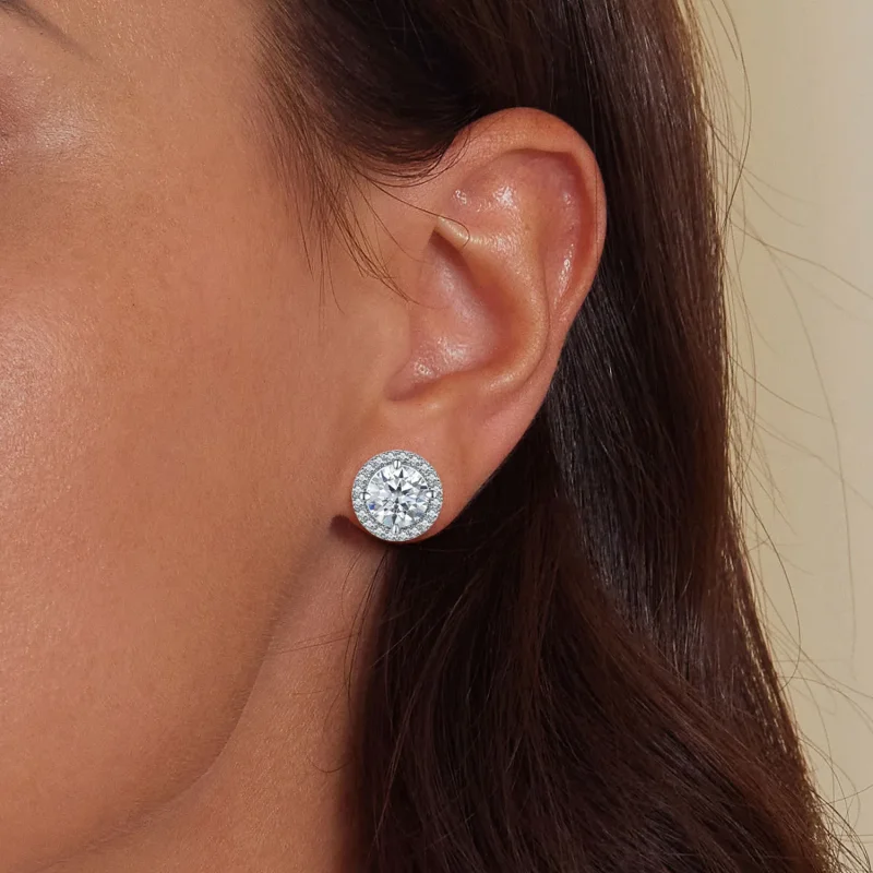 (bilde for) Pandora Style 1K Moissanite øredobber (to sertifikater) - MSE039 - Vis 5