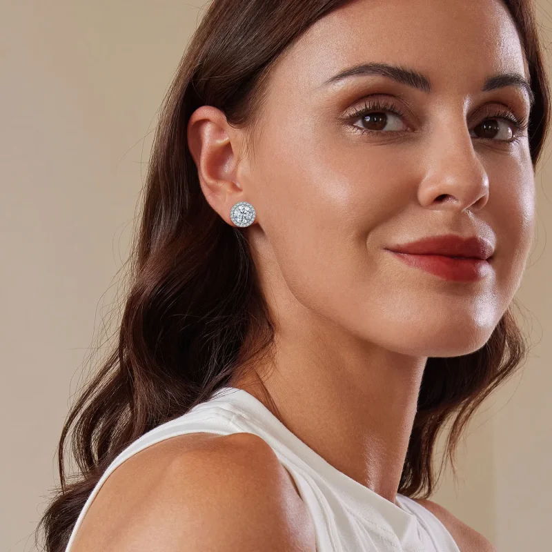 (bilde for) Pandora Style 1K Moissanite øredobber (to sertifikater) - MSE039 - Vis 6