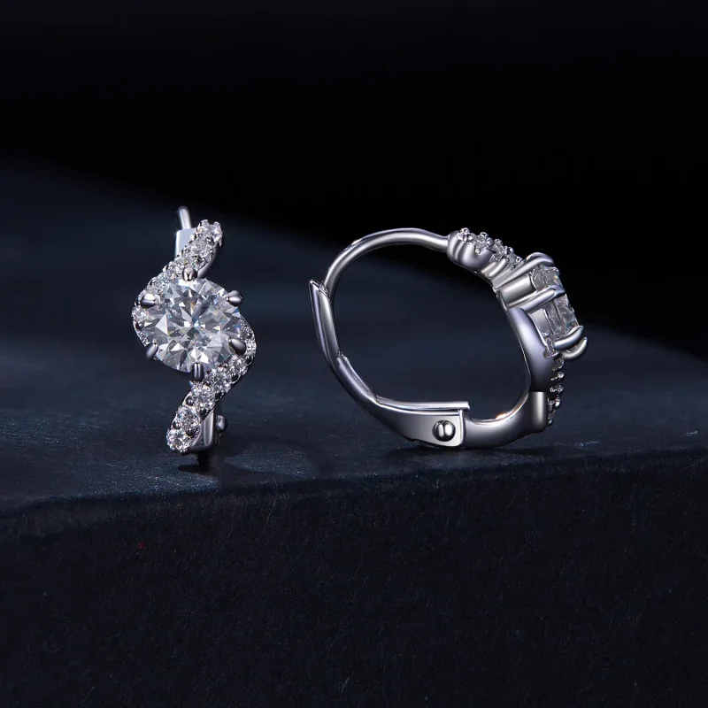 (bilde for) Pandora Style 50 Pointsmoissanite Hoop øredobber (to sertifikater) - MSE036 - Vis 2
