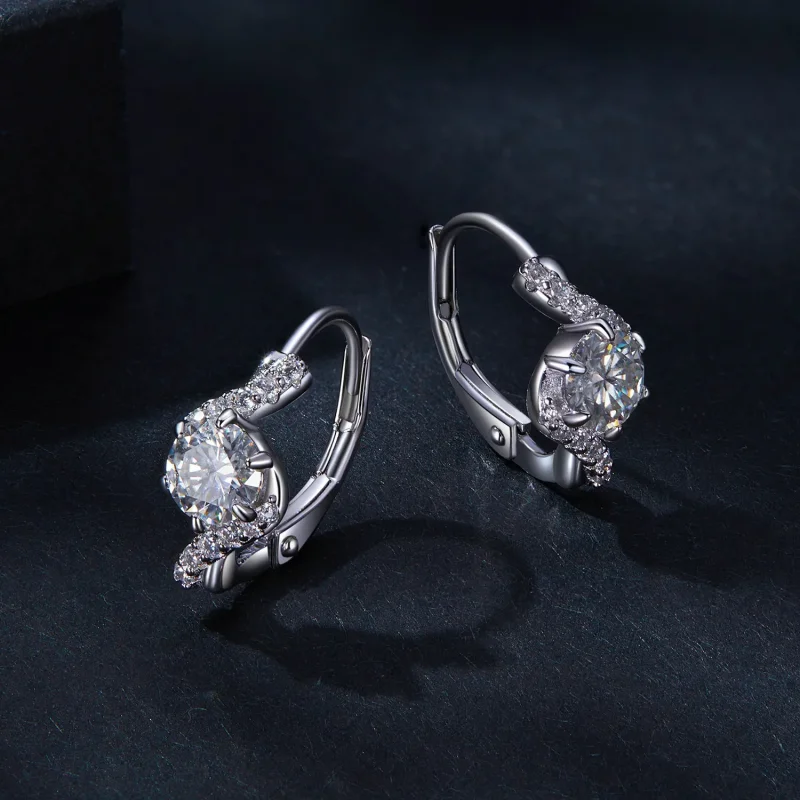 (bilde for) Pandora Style 50 Pointsmoissanite Hoop øredobber (to sertifikater) - MSE036 - Vis 3