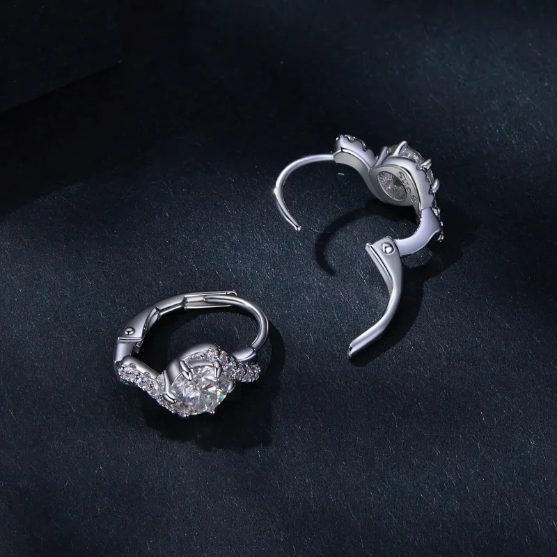 (bilde for) Pandora Style 50 Pointsmoissanite Hoop øredobber (to sertifikater) - MSE036 - Vis 4