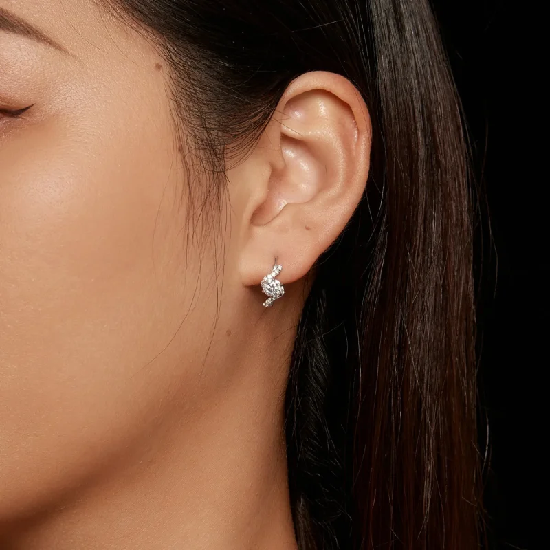 (bilde for) Pandora Style 50 Pointsmoissanite Hoop øredobber (to sertifikater) - MSE036 - Vis 5
