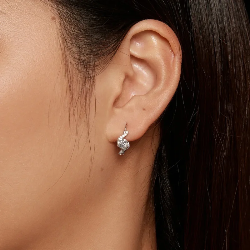 (bilde for) Pandora Style 50 Pointsmoissanite Hoop øredobber (to sertifikater) - MSE036 - Vis 7