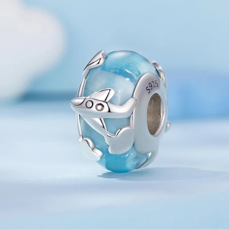 (bilde for) Pandora Style Aircraft Glassert Charm - SCC2482 - Vis 2