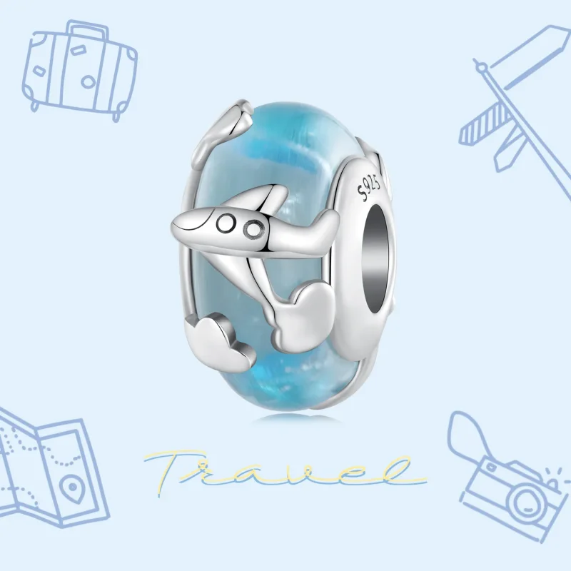 (bilde for) Pandora Style Aircraft Glassert Charm - SCC2482 - Vis 3