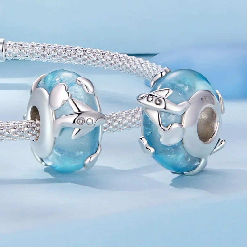 (bilde for) Pandora Style Aircraft Glassert Charm - SCC2482 - Vis 4