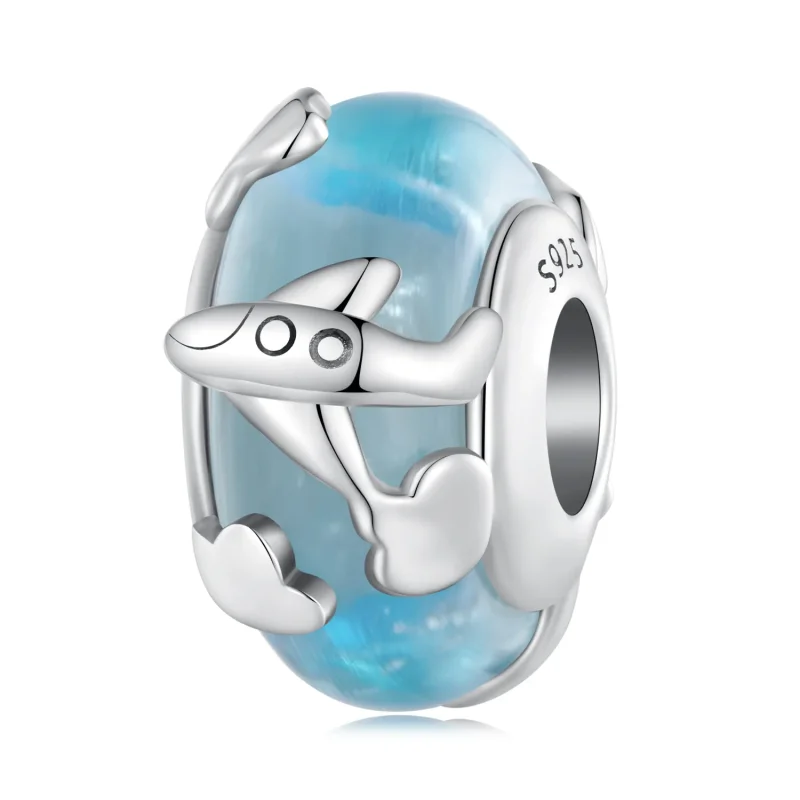 (bilde for) Pandora Style Aircraft Glassert Charm - SCC2482 - Vis 8