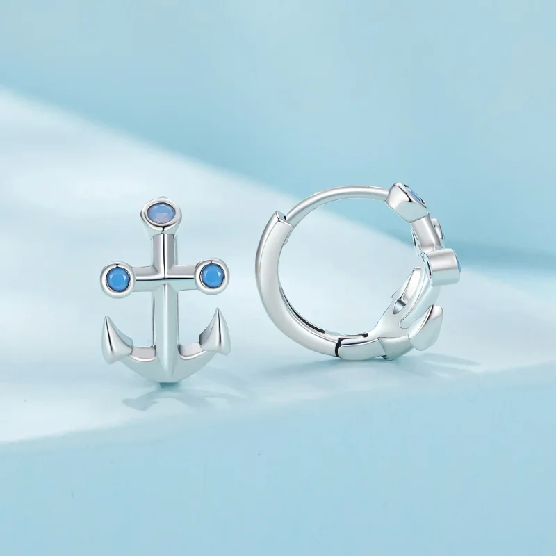 (bilde for) Pandora Style Anchor Hoop øredobber - SCE1619 - Vis 2