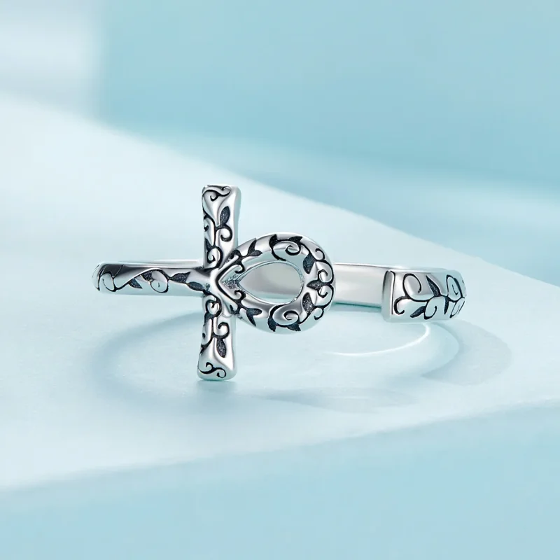 (bilde for) Pandora Style Ankh Cross Open Ring - SCR972-E - Vis 3