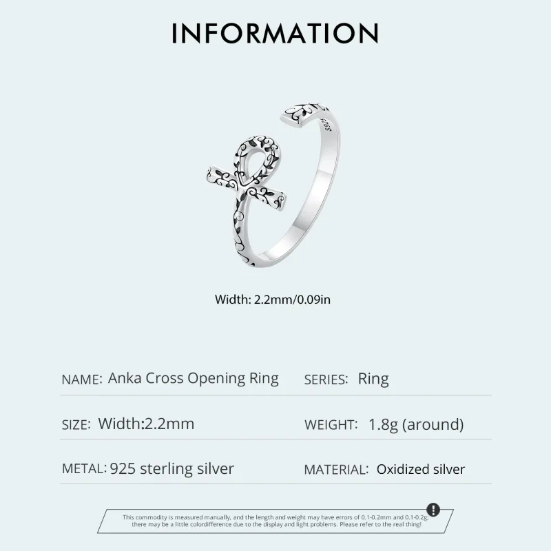 (bilde for) Pandora Style Ankh Cross Open Ring - SCR972-E - Vis 4