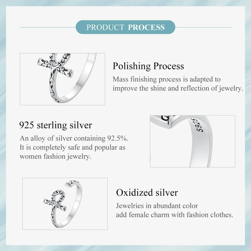 (bilde for) Pandora Style Ankh Cross Open Ring - SCR972-E - Vis 6