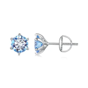 (bilde for) Pandora Style Aquamarine Moissanite øredobber - MSE025-LLB