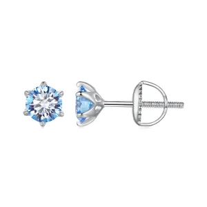 (bilde for) Pandora Style Aquamarine Moissanite øredobber - MSE025-SLB