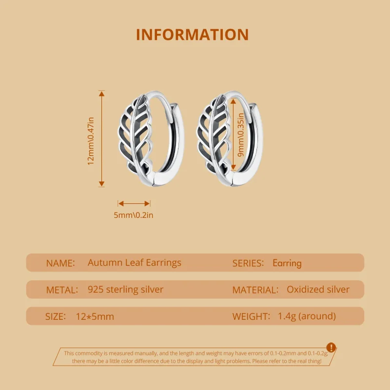 (bilde for) Pandora Style Autumn Leaves Hoop øredobber - SCE1636 - Vis 6