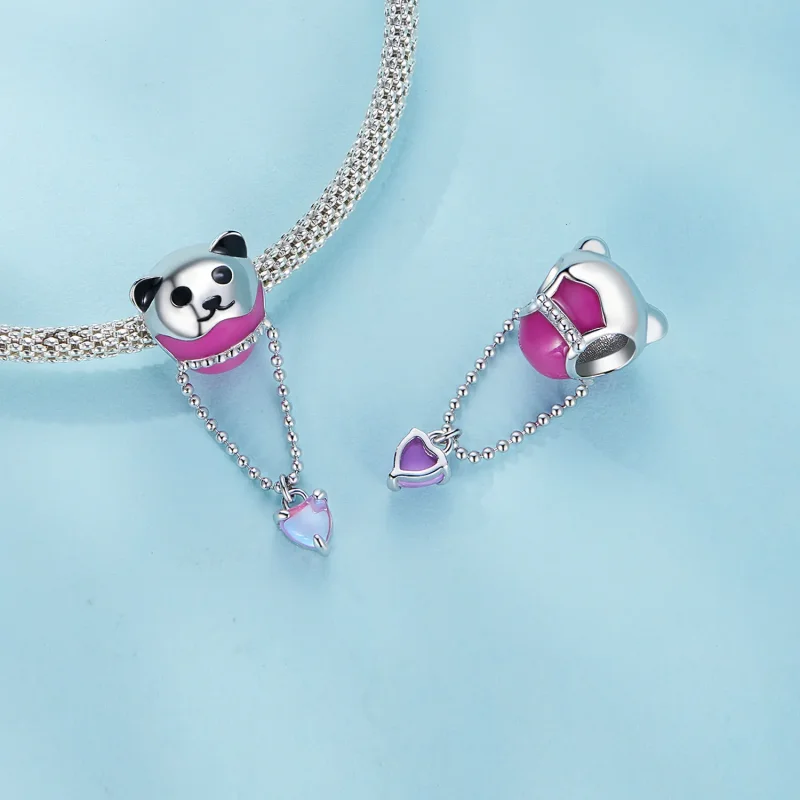 (bilde for) Pandora Style Bear Hot Air Balloon Charm - SCC2550 - Vis 4