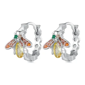 (bilde for) Pandora Style Bee Hoop øredobber - BSE808