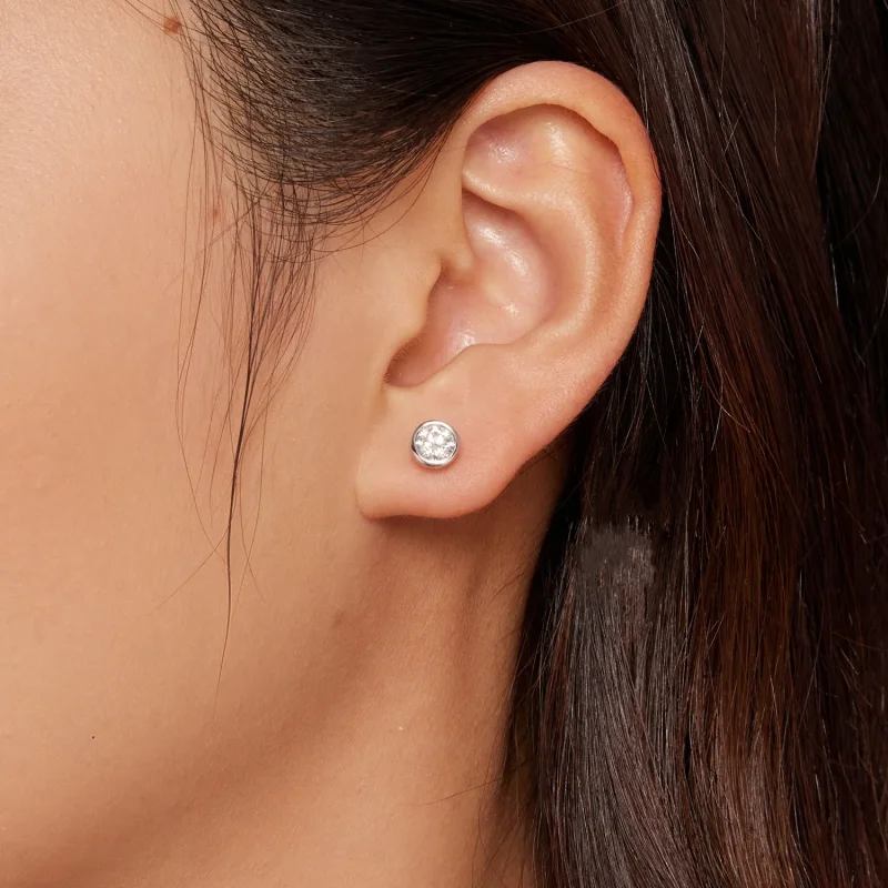 (bilde for) Pandora Style Bezel-montert Moissanite øredobber - MSE026 - Vis 5